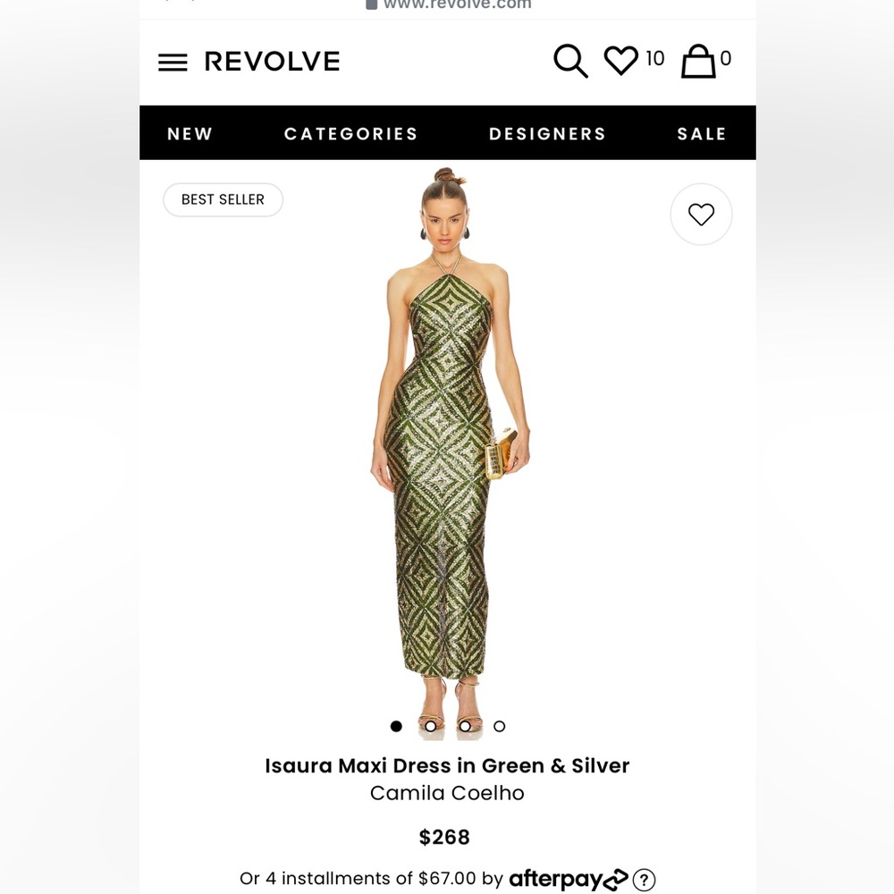 Isaura maxi dress in green and silver - Camila Coelho